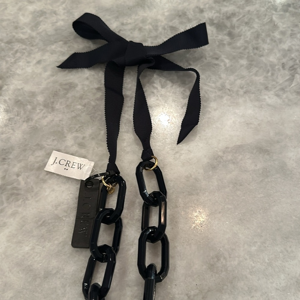 NWT J. Crew Factory Chain Link Necklace, Navy, Pouch - Picture 2 of 5